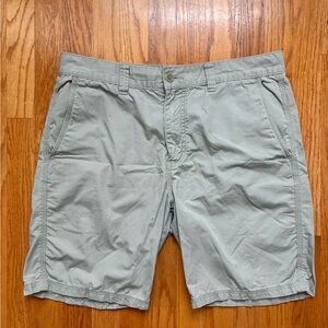 John Varvatos Shorts Men 34x8 Khaki Chino Triple Stitches Beige/Grey Cotton